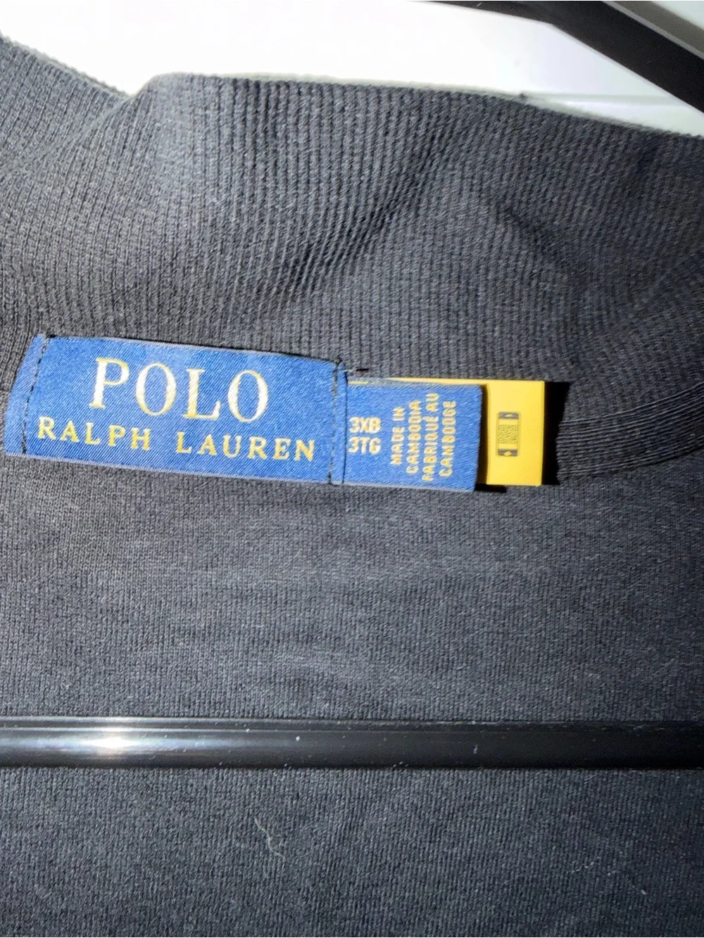 Polo by Ralph Lauren Black Quarter-Zip Pullover with Tan Trim